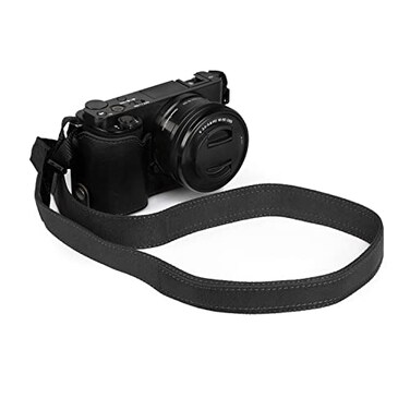 MegaGear Ever Ready Genuine Leather Camera Half Case Compatible with Sony ZVE10 Black