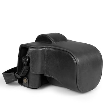 MegaGear Genuine Leather Camera Case for Fujifilm XT50 1650mm 1855mm Stylish and Protective Black