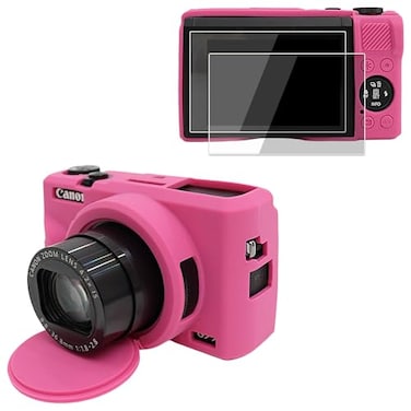 VOVMOEYA Camera Case for Canon Powershot G7 X Mark III with 2PCS Screen ProtectorFull Pritection Soft G7X III Silicone Case Detachable Lens Cover Protective Cover for Canon G7XIII G7X3Dark pink