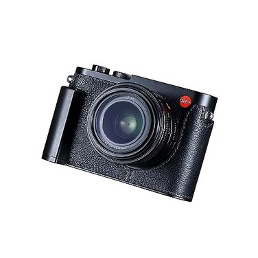 SIUTATDSH Camera Half Case for Leica Q3 Vintage Metal Genuine Leather Camera Protective Cases Stylish Portable Shockproof BlackD