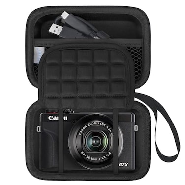 Lacdo Camera Case for Canon PowerShot G7 X Mark IIIPowerShot G7 X Mark II 4K Vlogging Camera Point and Shoot Vlogging Camera Bag Carrying Case Mesh Pocket fits USB Cable Batteries BlackBlack