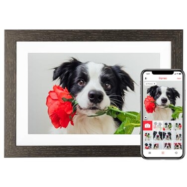 BIHIWOIA 101 Frameo Digital Picture Frame 32GB WiFi Digital Photo Frame 1280x800 IPS Touch Screen AutoRotate Slideshow Send PhotosVideos via Free AppBlack Wood Frame