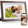 Weipan Frameo 101 Inch WiFi Digital Picture Frame with Frameo App IPS Touch Screen HD Electronic Digital Photo Frame Share Photos Videos Instantly AutoRotate Digital Picture Frame Brown Wood