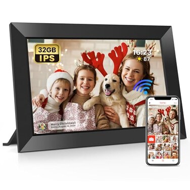 BIGASUO Frameo 101 Inch WiFi Digital Picture Frame with 32GB Memory 1280 x 800 IPS Touch Screen Smart Electronic Photo Frame Wall Mountable AutoRotate Share PhotosVideos Via Frameo App from Anywhere