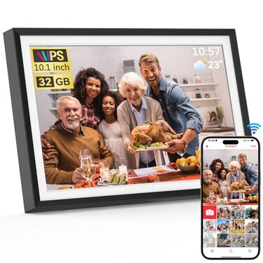 QOCEN Frameo 101 inch Digital Picture Frame Smart WiFi Digital Photo Frame with 32G Memory HD Touch Screen AutoRotate Slideshow Easy Setup Share Photos and Videos AnywhereBlack