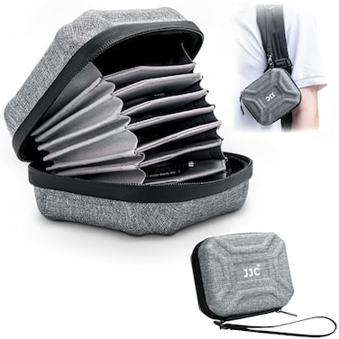 JJC 10 Pockets Hard Shell Lens Filter Bag Up to 95mm Water Resistant Dustproof Camera Filter Pouch Carrying Case for Photography Round Filter with Microfiber Cleaning Cloth