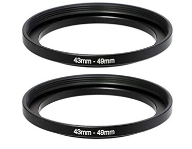 Fotasy 2 Pcs 4349MM StepUp Ring Adapter 43mm to 49mm Step Up Filter Ring 43mm Male 49mm Female Stepping Up Ring for DSLR Camera Lens and ND UV CPL Infrared Filters