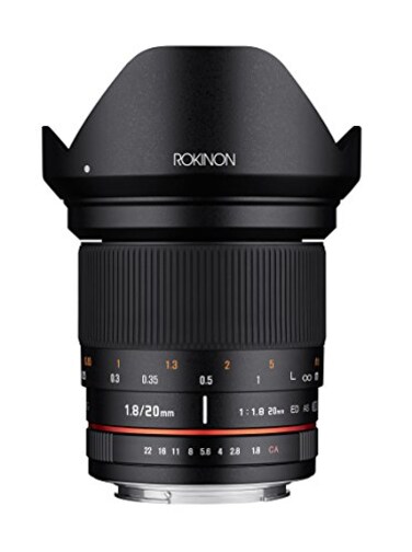 Rokinon 20mm f18 AS ED UMC Wide Angle Lens with Builtin AE Chip for Nikon