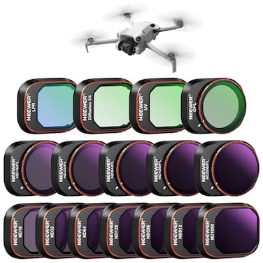 NEEWER ND CPL Effect Filter Set Compatible with DJI Mini 4 Pro 16 Pack HD ND16 ND32 ND64 ND128 ND256 ND512 ND1000 ND16PL ND32PL ND64PL ND128PL ND256PL UV CPL LPR Black Diffusion 14