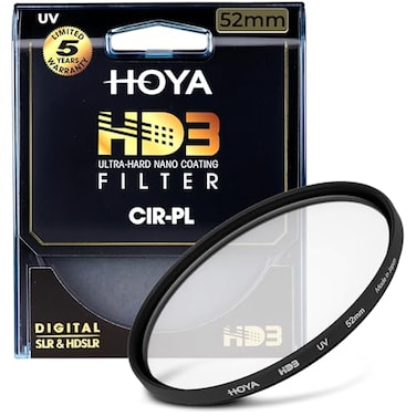 Hoya HD3 52mm UV Protector Filter ReCertified for 100MP Cameras with UltraHard Nano Coating UV Filter Stain Resistant Smudge and Waterproof UV Lens Filter with Aluminum Frame