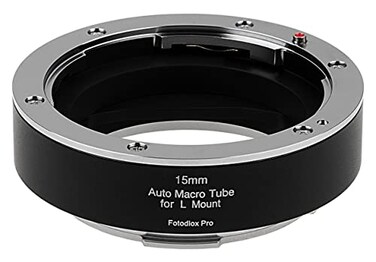 Fotodiox Pro 15mm Automatic Macro Extension Tube Compatible with LMount Alliance MILC Cameras for Extreme Closeup Photography Black L15MCRAF