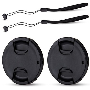JJC 2Pack 86mm Center Pinch Front Lens Cap Cover with Elastic Lens Cap Keeper for Camera Lenses with 86mm Filter Thread from Sigma Tamron Canon Nikon Sony and More