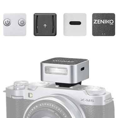 Zeniko ZF04 Lightweight OnCamera FlashMini Flash Speedlite CCT 6500K200K372 FullPower Flash Light with Universal Hot Shoe Mount Fit for Canon Nikon Sony FujiLeica Cameras Silver
