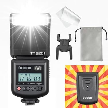Godox TT520 III TT520III Camera Flash Godox TT520 II TT520II Upgraded 433MHz GN33 Manual Flash with RT16 Transmitter 112811Power13stop S1S2 ModeCompatible wCenterPin Hotshoe Cameras