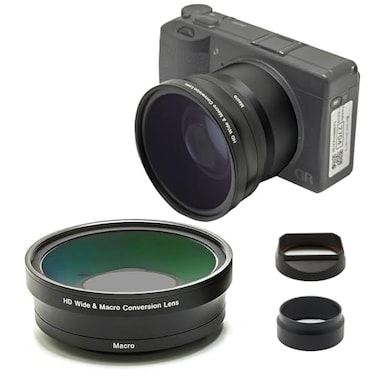 FotoZ Conversion Lens for Ricoh GR IIIX GR IIIX HDF 49mm 075x Wide Angle Macro 2 in 1 with Lens Hood Filter Adapter