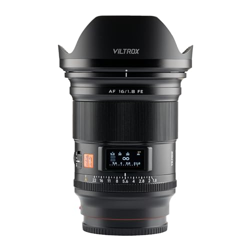 VILTROX VILTROX AF 16mm f18 FE Full Frame Lens for Sony E Autofocus Lens with Builtin LCD Screen Large Aperture for Sony EMount a7