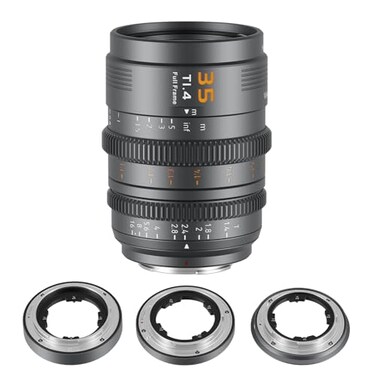 SIRUI VP1 Vision Prime 1 T14 Full Frame Cine Lens 35mm Manual Focus Cinema Lens with PreInstalled E Mount Interchangeable RFZL Mounts Metal Gray