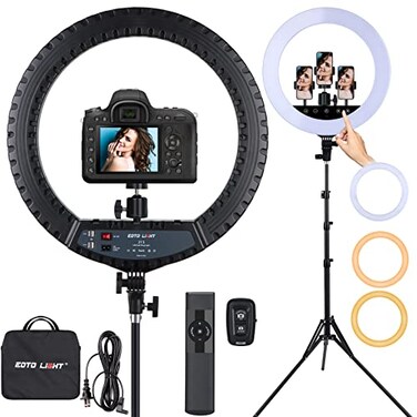 EOTO LIGHT 21 inch LED Ring Light with Tripod Stand Large Selfie Ring Light with Touch Panel for YouTube Vlog Video Shooting Makeup Studio Portrait with Carrying Bag and Remote Controller CRI97