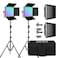 GVM Great Video Maker GVM 1200D RGB LED Video Light 50W Video Lighting Kit with APP Control 3200K5600K Photography Lighting kit for Studio Aluminum Alloy Shell20 Scene Modes CRI97 2Pack with Softbox