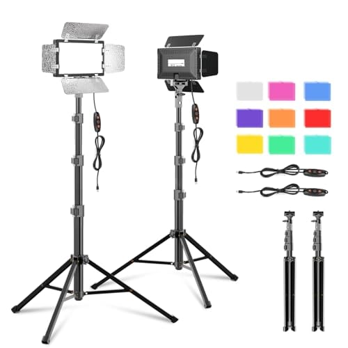gloshooting Gloshooting 2 Pack Led Video Photography Lighting Kit With 54 Tripod Stand