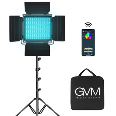 GVM Great Video Maker GVM RGB LED Video Light 800D Studio Light with APP Control Lighting Kit Photography Light 1 Pack with 8 Kinds Scene Lights 32005600K CRI 97 LED Panel Light for YouTube Studio Vid