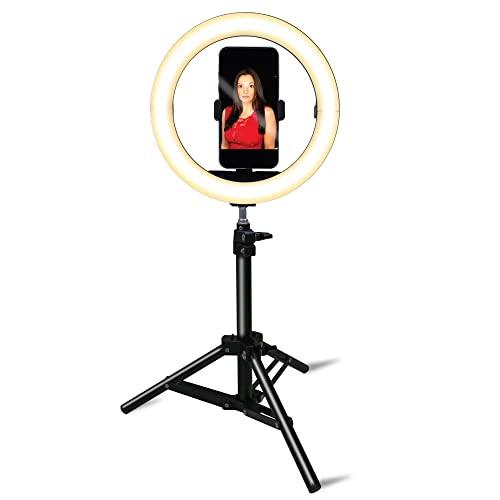 dracast Dracast Halo Plus Series LED100 10 Compact Foldable Dimmable Led Video Ring Light Kit Wi 100W 10 inch