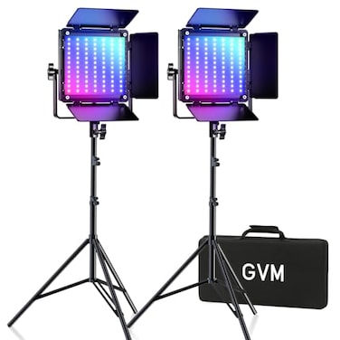 GVM Great Video Maker GVM 800D RGB Led Video Light 2PCS Video Lighting Kit with APP Control 40W Photography Lighting Led Panel Light with 18 Kinds of The Scene Lights for Studio YouTube 3200K5600K CRI