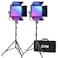 GVM Great Video Maker GVM 800D RGB Led Video Light 2PCS Video Lighting Kit with APP Control 40W Photography Lighting Led Panel Light with 18 Kinds of The Scene Lights for Studio YouTube 3200K5600K CRI