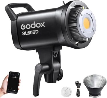 Godox SL60IID 70W LED Video Light 18600Lux1M 5600K LED Continuous Light CRI96 BluetoothRemote Control 8 Fx Effects Compact Studio Light for VideoPhotography