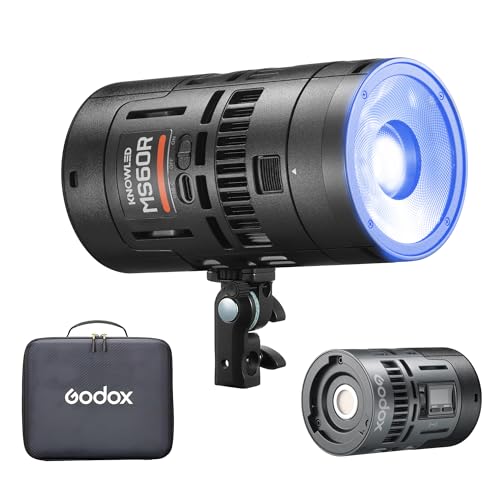 Godox Godox MS60r Rgob Led Video Lightmini Size Powerccthsirgbwfx Modeith Batterysuppor Crmxappnfcsupport E27 Socketusbnpfvmount Battery Power For Photographersfilmmakersstudios