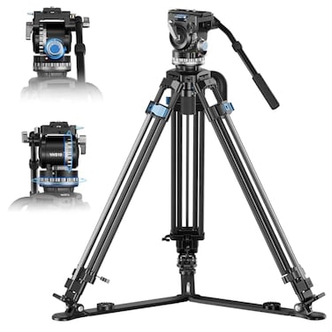 SIRUI SQ75VHS10 Carbon Fiber Tripod 717 Video Tripod with Professional Video Fluid Head 7Step Counterbalance 4Step TiltPan Damping Adjust Rapid Setup for Camera Max Load 10kg22lb