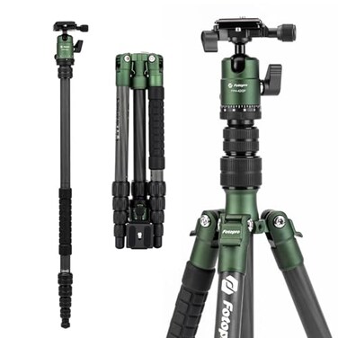 Fotopro 60inch Carbon Fiber Tripod Compact Camera Tripod with Ball Head Quick Release Plate Detachable Monopod Load up to 1763lbs Xgo E 2 Carbon Fiber Green