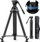 SIRUI AM25S Video Tripod 748 Professional Heavy Duty Tripod with Adjustable Damping Fluid Head for Camcorder Cameras DSLR 360 Pan 9075 Tilt Quick Release Plate Max Load 220lb