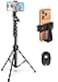Liphisy 64 Tripod for Cell Phone Camera Phone Tripod with Remote and Phone Holder Sturdy Stable Height Adjustable MultiAngle Shot Selfie Stick Tripod for Video Recording
