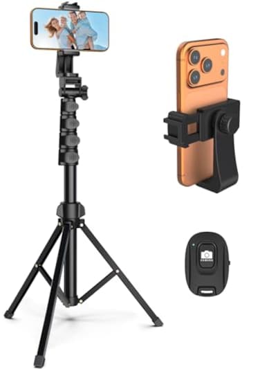 Liphisy 64 Tripod for Cell Phone Camera Phone Tripod with Remote and Phone Holder Sturdy Stable Height Adjustable MultiAngle Shot Selfie Stick Tripod for Video Recording