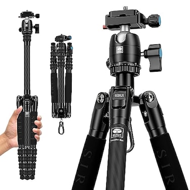 SIRUI Lightweight Carbon Fiber Travel Tripod 52 Compact Camera Tripod with 360Ball Head Kit Detachable Center Column Max Load 1323lbs6kg Traveler 5CX