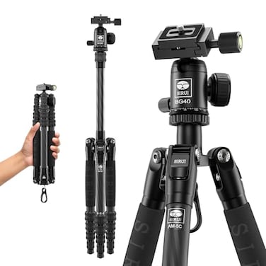 SIRUI Lightweight Carbon Fiber Travel Tripod 6kg Load Capacity Compact Camera Support with Carry Bag Portable for DSLR Mirrorless Cameras Max Height 54 for Hiking Vacation Vlogging