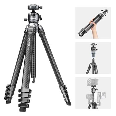 NEEWER LITETRIP LT38 61 Travel Tripod Carbon Fiber for Camera 360 Pan Tilt Low Profile Ball Head Flexible Center Axis Arca QR Plate Compatible with PD Max Load 22lb