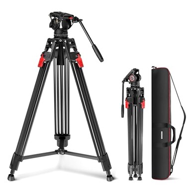 NEEWER 76 Video Camera Tripod with Fluid Head One Step Quick Release Portable Tripod Aluminum Heavy Duty Tripod Stand Dual Mode QR Plate for DSLR Cameras Camcorders Max Load 176lb LL27