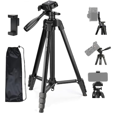 NEEWER Entry Level Version Tripod for Cell Phone Camera Metal Lightweight Portable Travel Stand with Cold Shoe Cellphone Holder Mount Compatible with iPhone for Video Recording Filming TP53