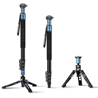 SIRUI 758 Monopod with Feet Professional Aluminum Travel Monopod for Cameras with Quick Release Plate Max Load 33lbs Compatible with Sony Canon Nikon DSLR Camera AM404FLQC55