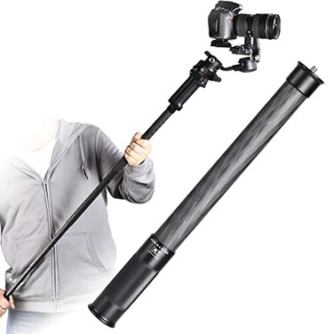 SHINEWEE Carbon Fiber Extension Pole 4Section Fast Twisting Lock Design 14 Screw Mount for Camera Phone Gimbal Stabilizer Lightweight Professional Photography Videography Pole