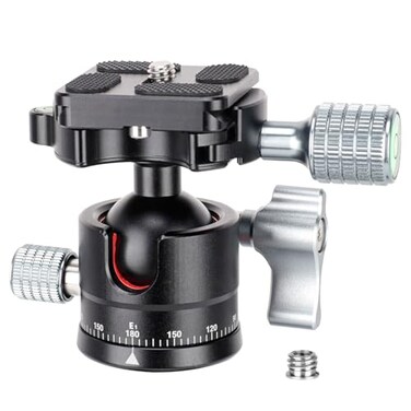 Koolehaoda Tripod Head Mini Ball Head Camera 360 Panoramic Head with 14 Screw Arca Type Quick Release Plate 28mm Metal Ball Joint for DSLR Camera Tripod Monopod Max Load 22lbs10kg E1