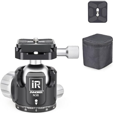 INNOREL Low Profile Tripod Ball Head N36 Panoramic CNC Metal Camera Tripod Ball Head with Two 14 Screw Arca Swiss Quick Release Plates for TripodMonopodDSLRCamcorder Max Load 44lbs20kg