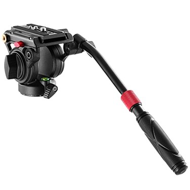 NEEWER Video Tripod Fluid Head with Quick Release Plate Telescopic Handle Panorama Scaled Base 55mm Max Load 132lb6kg Heavy Duty for DSLR Video Cameras GM001