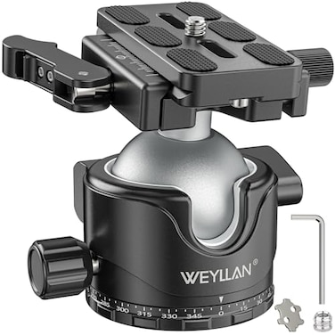 WEYLLAN EH46L Lever Ball Head with Stainless Steel Lock Pin 46mm Low Profile Heavy Duty Tripod Ball Head Mount with Arca Swiss Quick Release Plate for Tripod Monopod DSLR Camera Camcorder Telescope