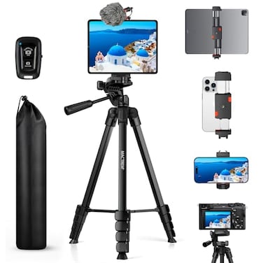 MACTREM iPhone iPad Tripod Stand 67 Phone Tripod for iPad Tablet Camera with 2 in1 Holder Remote Carry Bag Aluminum Extendable iPhone Stand for Video RecordingSelfiesLive StreamVlogging