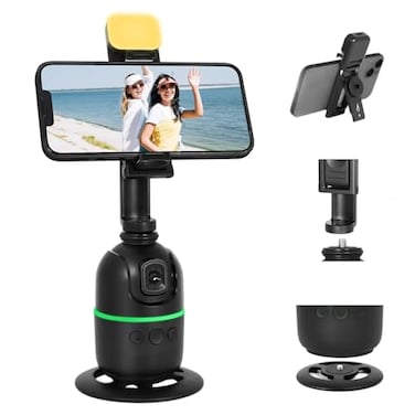 KozyOne Auto FaceBody Tracking Tripod No App Required 360 Rotation Phone Holder with Fill Light Auto Tracking Phone Stand Smart Gesture Control for Vlog Tiktok Streaming Zoom