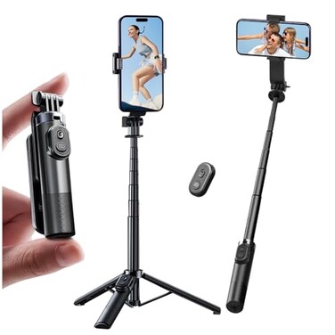 Stjiatu Mini Selfie Stick Tripod Pocket Flex Tripod iPhone Android Phone Grip Portable Small Size Travel Compact Phone Selfie Stick with Remote Handheld Metal Mount Live Streaming Video Recording A07