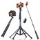 Fugetek 62 Selfie Stick Tripod for iPhone Stable 4 Leg Design Bluetooth Remote Aluminum Stick Legs Lightweight Portable All in One Compatible with iPhone Android Non Skid Feet